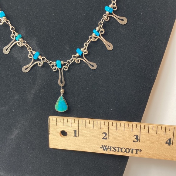 16" Turquoise Color Drop and Dangle Necklace - Picture 6 of 10